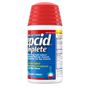 Pepcid Complete Acid Reducer + Antacid Chewable Tablets, Heartburn Relief, Mint, 50 ct