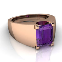 Load image into Gallery viewer, 14kt White Gold Amethyst 9x7mm Emerald_Cut Men&#39;s Ring - Size 8.5
