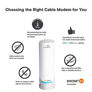 ARRIS Surfboard S33 DOCSIS 3.1 Multi-Gigabit Cable Modem with 2.5 Gbps Ethernet Port, Approved for Cox, Xfinity, Spectrum & Others.