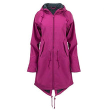 Load image into Gallery viewer, Thenxin Plus Size Women&#39;s Outdoor Waterproof Jacket Zipper Hooded Trench Windbreaker with Drawstring(Purple,XXXL)
