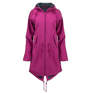 Thenxin Plus Size Women's Outdoor Waterproof Jacket Zipper Hooded Trench Windbreaker with Drawstring(Purple,XXXL)