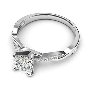 14k White Gold 4-Prong Petite Twisted Vine Simulated 1.0 CT Diamond Engagement Ring Promise Bridal Ring (7)