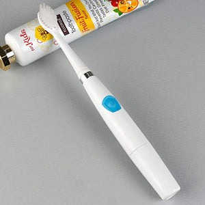 Kids Electric Toothbrushes, Electric Toothbrush Kids Sonic Toothbrush Electronic Toothbrush, Battery Power Tooth Brush with Replacement Heads, IPX7 Waterproof, Blue