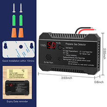 Load image into Gallery viewer, PAULINN RV Propane Gas Detector, 12V High Sensitivity Propane Alarm Leak Detection with LCD Display and 85dB Loud Alarm for RV Camper Trailer Home Kitchen, Black
