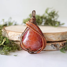 Load image into Gallery viewer, Designs by Nature Gems Handmade Men’s Fire Red Agate Necklace 24 Inch Chain Antique Bronze, January &amp; September Birthstone
