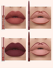 Load image into Gallery viewer, URQT 12pcs Lip Liner and Lipstick Makeup Set, 6 Velvety Matte Liquid Lipsticks + 6 Matching Smooth Lip Liner One Step Lips Makeup Kits Waterproof Long Lasting Matte Lipstick Gift Set
