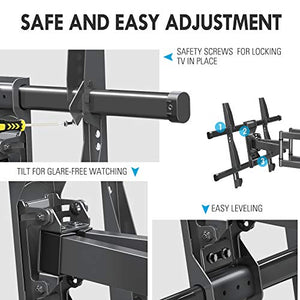 MOUNTUP Full Motion TV Wall Mount Bracket for 42-70 Inch Flat Screen/Curved TVs, Wall Mount TV Bracket - Articulating Arms with Smooth Extension, Swivel, Tilt, Max VESA 600x400mm and 100LBS, MU0012