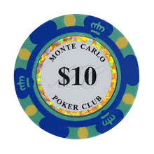 Load image into Gallery viewer, Clay Poker Chips 14 Gram Monte Carlo-Pack of 50 Chips ($10 DarkBlue)
