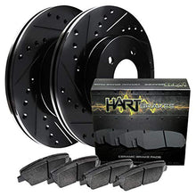 Load image into Gallery viewer, Hart Brakes Rear Brake Rotors Black Drilled Slotted Ceramic Pads Compatible For 2002-2020 Nissan Altima, Juke, Maxima, Sentra, Renault Safrane
