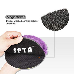 SPTA Microfiber Polishing Pads, 14pcs 3" 5" 6" Microfiber Buffing Pad Kits Removing Wax Buffer Pads Microfiber Cutting Disc Micro Fiber for DA/RO Car Polisher Polishing,Buffing,Waxing and Cleaning