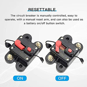 FROGBRO 150A Manual Reset Circuit Breaker Resettable Fuse Holder 12V-24V DC for Auto Car Marine Boat Motor Audio Inline Fuse and Home Solar System Amp (HX-AT002)