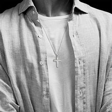 Load image into Gallery viewer, Carleen White Gold Plated Solid Sterling Silver Diamond-Cut High Polished Mens Cross Crucifix Pendant Necklace Rolo Chain Fine Jewelry For Men Boys, Length 20&quot;
