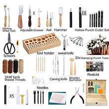 Load image into Gallery viewer, Jupean 458 Pieces Leather Kits, Leather Working Tools, Leathercraft Tools and Supplies with Instruction, Tool Holder, Leather Stamps Set, Prong Punch, Hole Hollow Punch for Leather Craft Working
