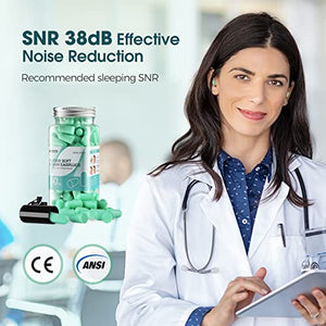 SNR 38dB Sleeping Ear Plugs, 60 Pairs Strong Noise Reduction Earplug, Industrial-Grade Hearing Protect Earplugs for Working, Snoring, Studying, Ultra Soft and Slow Rebound with Portable Carrying Case