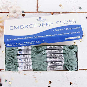 12 Skeins ThreadArt Premium Egyptian Long Fiber Cotton Embroidery Floss | Light Blue | 6 Strand Divisible Thread 8.75yds Each For Hand Embroidery, Friendship Bracelets, Cross stitch and Crafts