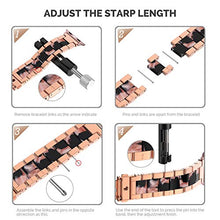 Load image into Gallery viewer, Wearlizer Compatible with Apple Watch Band 38mm 40mm Fashion Wristbands Womens for iWatch SE Stainless Steel and Resin Replacement Metal Clasp Strap, Series 6 5 4 3 2 1 Sport-Dark Rose Gold+Pink
