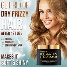 Load image into Gallery viewer, Premium Keratin Hair Mask - Professional Treatment for Hair Repair, Nourishment &amp; Beauty - Hair Mask - Vitamin Complex for All Hair Types - with Omega 3, 9, Vitamin E - Protein Nourishment Mask

