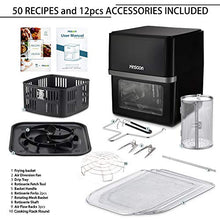 Load image into Gallery viewer, PINSOON 10-Quart Air Fryer (Rotisserie Shaft &amp; Layer Racks &amp; Nonstick Basket), Electric Hot Air Fryer Oven Oilless Cooker, Full Circle Heated Cyclonic System, 12 Accessories, 8 Cooking Presets, LED Digital Touchscreen (50 Recipes)
