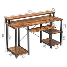 Load image into Gallery viewer, NOBLEWELL Computer Desk with Monitor Stand Storage Shelves Keyboard Tray，47&quot; Studying Writing Table for Home Office (Rustic Brown)
