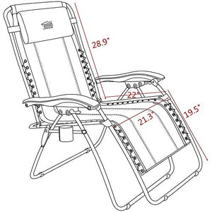 Timber Ridge Zero Gravity Chair Oversized Recliner Padded Folding Patio Lounge Chair 350lbs Capacity Adjustable Lawn Chair with Cup Holder, Headrest, for Outdoor, Camping, Patio, Lawn