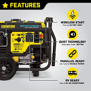 Champion Power Equipment 100573 4000-Watt DH Series Open Frame Inverter, Wireless Remote Start