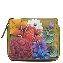 Load image into Gallery viewer, Anuschka Women’s Genuine Leather Zip-Around Small Organiser Wristlet - Hand Painted Exterior - Dreamy Floral
