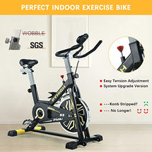 Load image into Gallery viewer, PYHIGH Indoor Cycling Bike Stationary Exercise Bike, Comfortable Seat Cushion, Ipad Holder with LCD Monitor for Home Cardio Workout Bike
