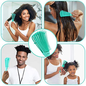 2 Pieces Detangler Brush Comb for Black Natural Curly Hair,Detangling Hair Brush for Afro Textured 3/4abc Kinky Wavy Long Thick Hair,Faster Easier Detangle Wet or Dry Hair Painless(Green)