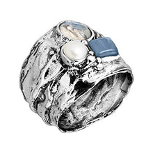 Load image into Gallery viewer, Silpada 'Summer Sky' 5-5.5 mm Freshwater Cultured Pearl, Natural Kyanite, Moonstone Ring in Sterling Silver Size 9
