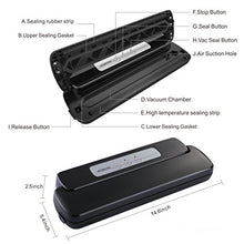 Load image into Gallery viewer, GERYON Vacuum Sealer, Automatic Food Sealer Machine with Starter Bags &amp; Roll for Food Savers and Sous Vide, Black
