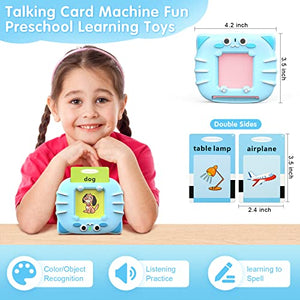 Talking Flash Cards Learning Toys: Talking FlashCards Learning Toys for 2 3 4 5 6 Year Old Boys Girls - Educational Flash Cards for Toddlers Baby - Electronic Flash Cards Toys & 224 Words (Best Blue)