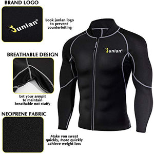 Men Sweat Neoprene Weight Loss Sauna Suit Workout Shirt Body Shaper Fitness Jacket Gym Top Clothes Shapewear Long Sleeve (Black, M)