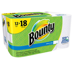 Bounty Select-A-Size Paper Towels, White, Giant Roll - 12 pk