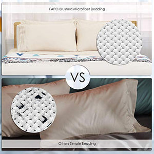 FAPO Queen Bed Sheets Set, 6 Piece Super Brushed Microfiber 1800 Bedding Sheets & Pillowcases-Wrinkle & Fade & Hypoallergenic Resistant Bed Sets-Easy Fit and Breathable & Cooling Sheets (Beige) …