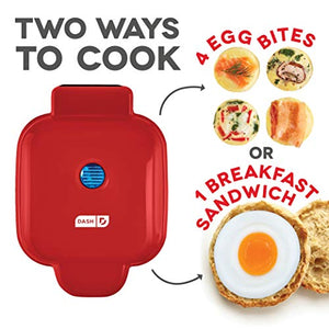 Dash DBBM450GBRD08 Deluxe Sous Vide Style Egg Bite Maker with Silicone Molds for Breakfast Sandwiches, Healthy Snacks or Desserts, Keto & Paleo Friendly, (1 large, 4 mini), Red