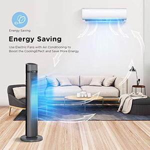 PELONIS Oscillating Tower Fan with Remote Control 40’’ Quiet Stand Up Fan with 3 Speed Settings and 3 Modes 15-Hour Timer LED Display for Bedroom Home Office Use, Black