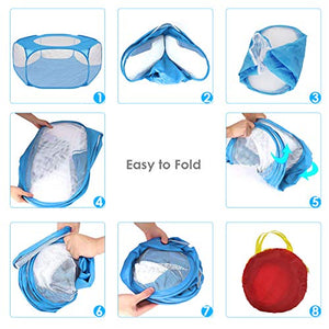 Ruiqas Pet Playpen Pet Cage Tent,Portable Small Animal Fence Cage Tent with Zippered Cover.(Blue120cm)