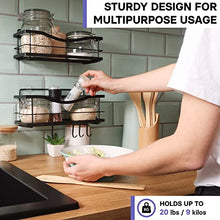 Load image into Gallery viewer, KINCMAX Shower Caddy Bathroom Shelf, No Drilling Traceless Adhesive Bathroom Storage Organizer, SUS304 Rustproof Food Storage Basket, 2-in-1 Kitchen Spice Racks-2 Pack (Matte Black)
