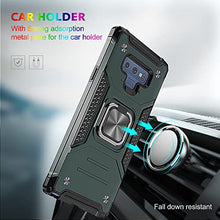 Load image into Gallery viewer, AYMECL for Galaxy Note 9 Case, Note 9 Case with Self Healing Flexible TPU Screen Protector [2 Pack], Military Grade Double Shockproof with Kickstand Protective Case for Samsung Note 9-Dark Green
