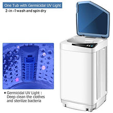 Load image into Gallery viewer, Giantex Full-Automatic Washing Machine Portable Washer and Spin Dryer 7.7 lbs Capacity Compact Laundry Washer with Built-in Barrel Light Drain Pump and Long Hose for Apartments Camping (White &amp; Blue)
