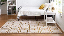 Load image into Gallery viewer, Unique Loom Marilyn Monroe Glam Collection Textured Geometric Trellis Area Rug, 8' 0 x 10' 0 Rectangle, White/Gold
