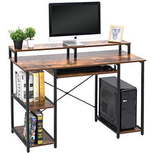 Load image into Gallery viewer, TOPSKY Computer Desk with Storage Shelves/Keyboard Tray/Monitor Stand Study Table for Home Office (Industrial/Rustic Brown)
