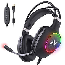 Load image into Gallery viewer, ABKONCORE Gaming Headset with Noise-canceling Microphone, Lightweight PS4 Headset with 50mm Speaker Driver, Cool RGB LED Light, Gaming Headphone with Pressure-Relieving Ear Cushion for PS4, PC, Laptop
