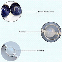 Load image into Gallery viewer, Silovecs Natural Semi-Precious Gemstones Bracelets - 8mm Blue Sandstone + Moonstone - Healing Crystal Stretch Beaded Bracelet - Couple Women's Stone Bracelet
