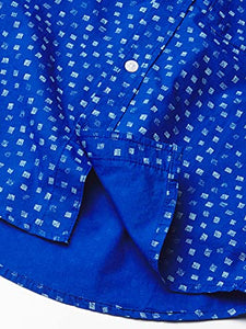 The Children's Place Boys' Short Sleeve Print Poplin Button Down Shirt, Quench Blue, X-Small