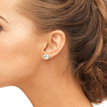 Load image into Gallery viewer, THE PEARL SOURCE 14K Gold 9-10mm Round White Freshwater Cultured Pearl Stud Earrings for Women
