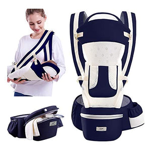 Baby Carrier with Hip Seat for Newborn to Toddler, 3 in 1 Ergonomic Soft Backpack Carry All Positions Front and Back, Up to 55lbs