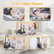 Load image into Gallery viewer, SKIH 5 in 1 Baby Bedside Sleeper, Baby Bassinet, Bedside Cribs with Toys &amp; Music Box, Mattress, Foldable Baby Playard, Portable Travel Crib for Girl Boy Infant Newborn (Grey)
