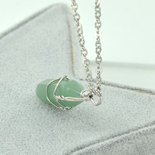 Load image into Gallery viewer, Paialco Jewelry Hand Wired Natural Aventurine Crystal Healing Point Chakra Pendant Necklace 18"