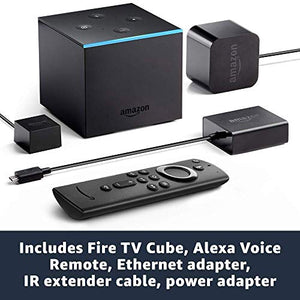 Fire TV Cube, hands-free with Alexa built in, 4K Ultra HD, streaming media player, released 2019